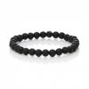 Lavastein Armband Schwarz Natur – mattes Armband aus echten Lavastein-Perlen mit elastischem Band
