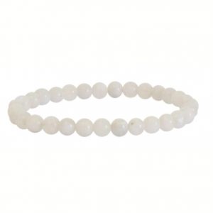 Weisser Mondstein Armband Elegant – schimmerndes Armband aus echten Mondstein-Perlen mit elastischem Band