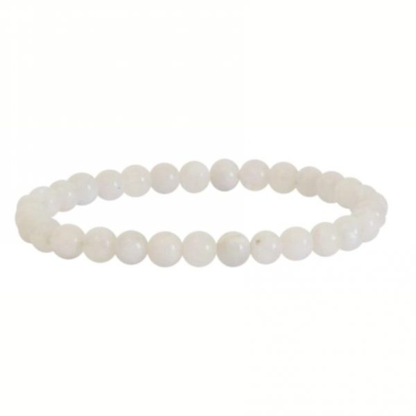 Weisser Mondstein Armband Elegant – schimmerndes Armband aus echten Mondstein-Perlen mit elastischem Band