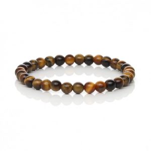 Tigerauge Armband – Armband aus echten Tigeraugen-Steinen mit elastischem Band, gold-braun schimmernd