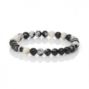 Zebra Jaspis Armband – Armband aus natürlichen Zebra-Jaspis-Perlen mit einzigartigem Schwarz-Weiss-Muster