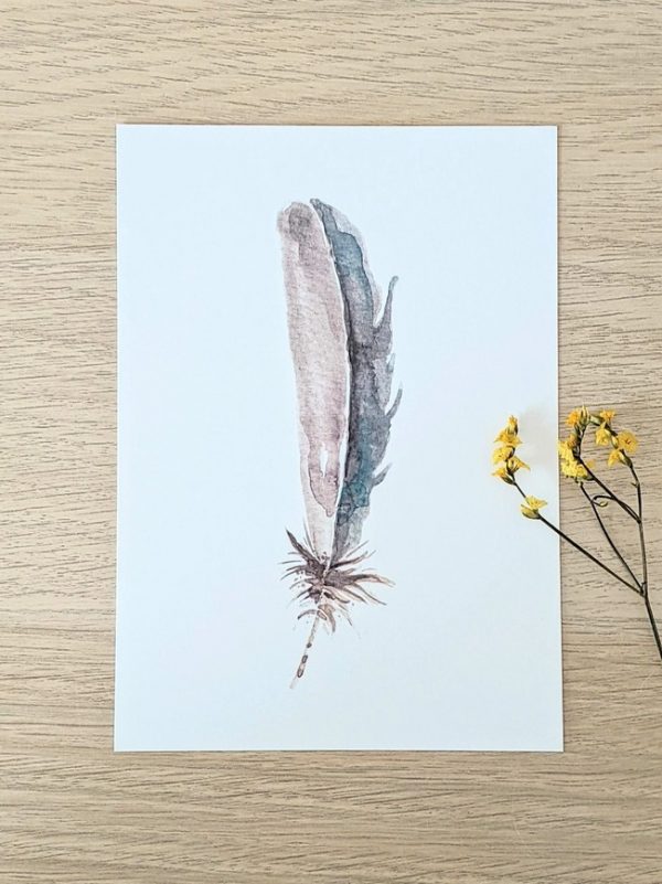 Grusskarte Feder – minimalistische Karte mit feinem Feder-Motiv auf nachhaltigem FSC-zertifiziertem Bio-Top-Papier