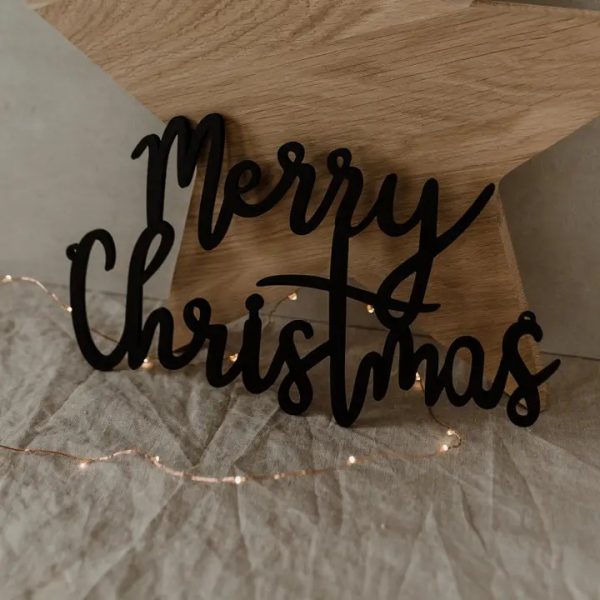 Holzschriftzug "Merry Christmas" Schwarz – Bild 2
