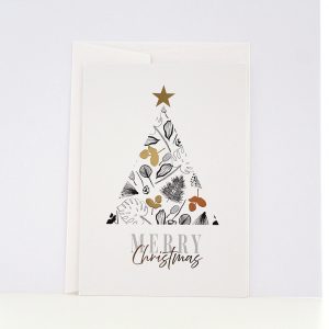 Weihnachtskarte Merry Christmas – exklusive Karte mit Tannenbaum-Motiv, gestaltet von Schweizer Künstler für BoutiQuerbeet