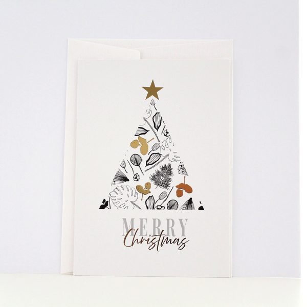 Weihnachtskarte Merry Christmas – exklusive Karte mit Tannenbaum-Motiv, gestaltet von Schweizer Künstler für BoutiQuerbeet