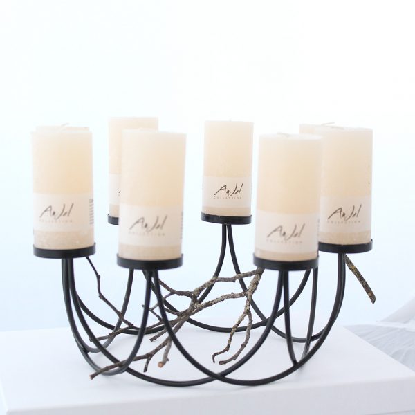 Metallkranz Schwarz – moderner Kerzenkranz aus Metall für acht Stumpenkerzen, stilvolle Dekoration für jede Jahreszeit