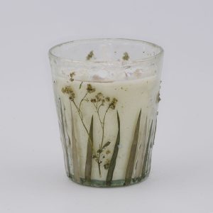 Duftkerze im Glas Sonnenhauch – handgefertigte Kerze aus Raps-Kokos-Wachs mit Duft von Zitrone und Lavendel