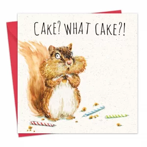 Humorvolle Geburtstagskarte Kuchen Welcher Kuchen – lustige Karte mit Streifenhörnchen-Motiv, ideal zum Verschenken