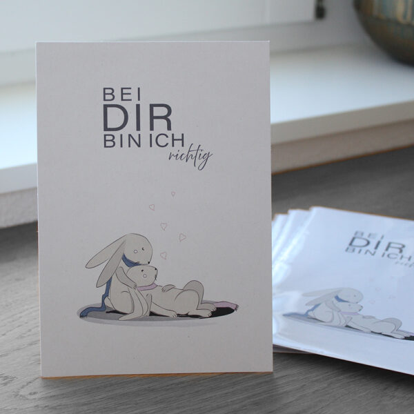 Karte Bei dir bin ich richtig – hochwertige Grusskarte aus der Schweiz, exklusiv bei BoutiQuerbeet